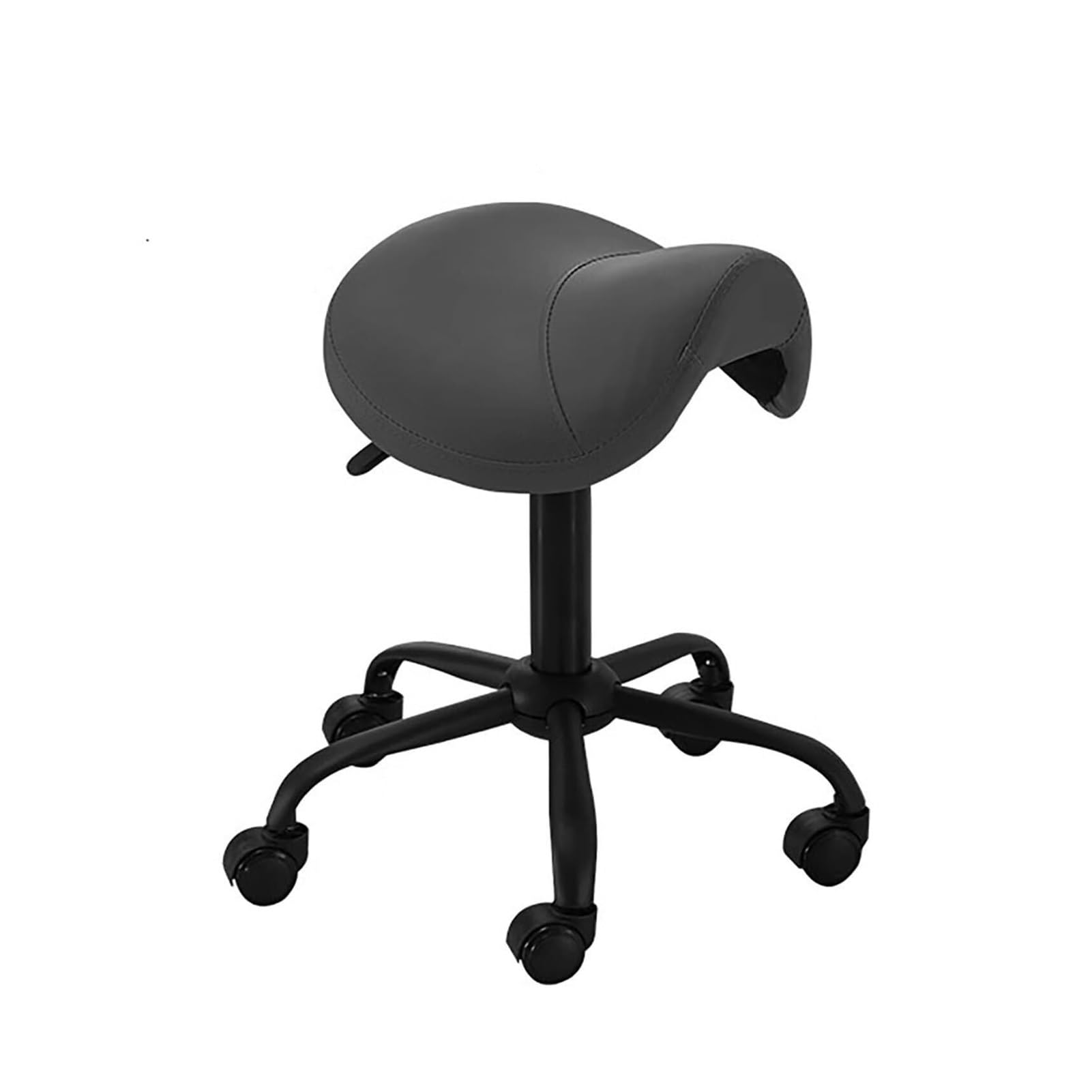 METTEOR Swivel Chair Rolling Stool Hydraulic Saddle Rolling Chair with wheels Height Adjustable Ergonomic Saddle Chair Load 100kg (Black Without Backrest)