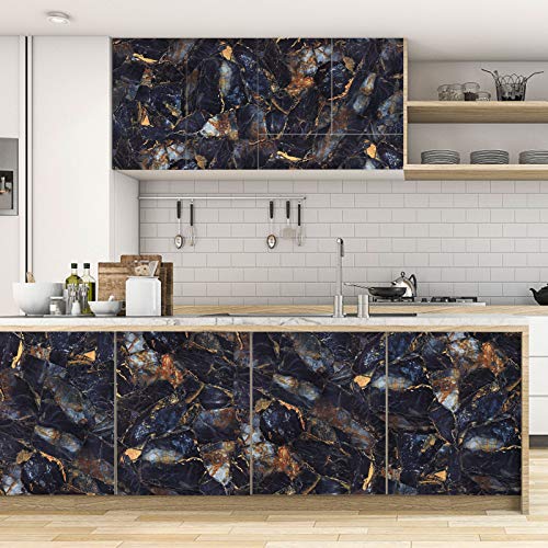 Mecpar Dark Black Blue Marble Wallpaper 15.7'' X 197'' Marble Contact Paper Marble Peel And Stick Wallpaper Removable Waterproof Self Adhesive Vinyl For Kitchen Countertop Cabinet Table Furniture #TOP1