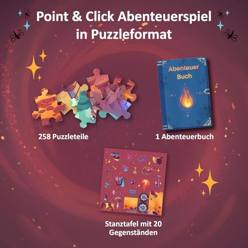Kosmos 684853 Adventure Puzzle In den Tiefen des Vulkans, 258 Teile, interaktives Abenteuerpuzzle für Kinder ab 8 Jahre, Abenteuergeschichte mit jedem Puzzleteil entdecken