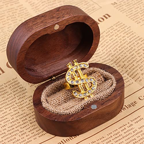 6 Pieces Crystal Dollar Sign Ring for Men, Hip Hop Symbol for Rapper Punk Costume Props, Zirconia US Open Ring2