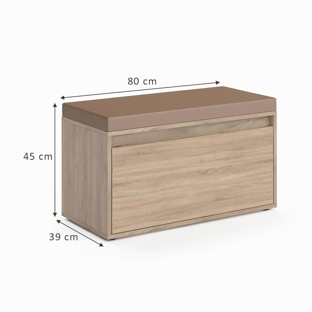Vicco Panca scarpiera da ingresso Iker, Sonoma, 80 x 45 cm, combinabile con altri mobili della serie Iker
