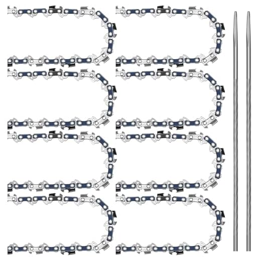 Tondiamo 8 Pcs 8 Inch Chainsaw Chain 3/8 Inch LP Pitch 050 Inch Gauge 33 Drive Links with 2 Sharpening Files Heavy Duty Carbon Steel Chains Fit Most Major Chainsaw Brands