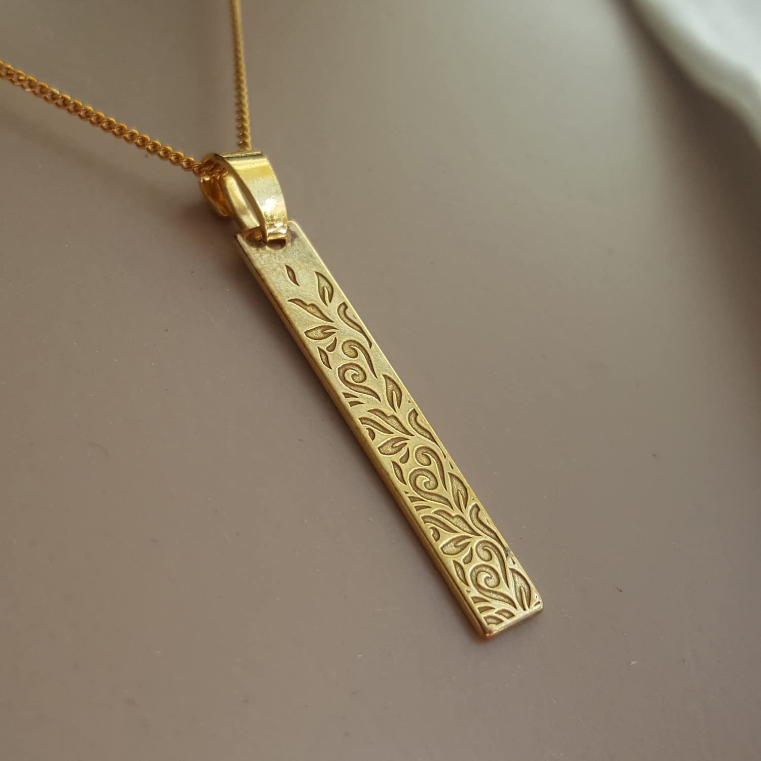 Stabanhänger Kette mit Gravur, 925 Silber oder vergoldet
