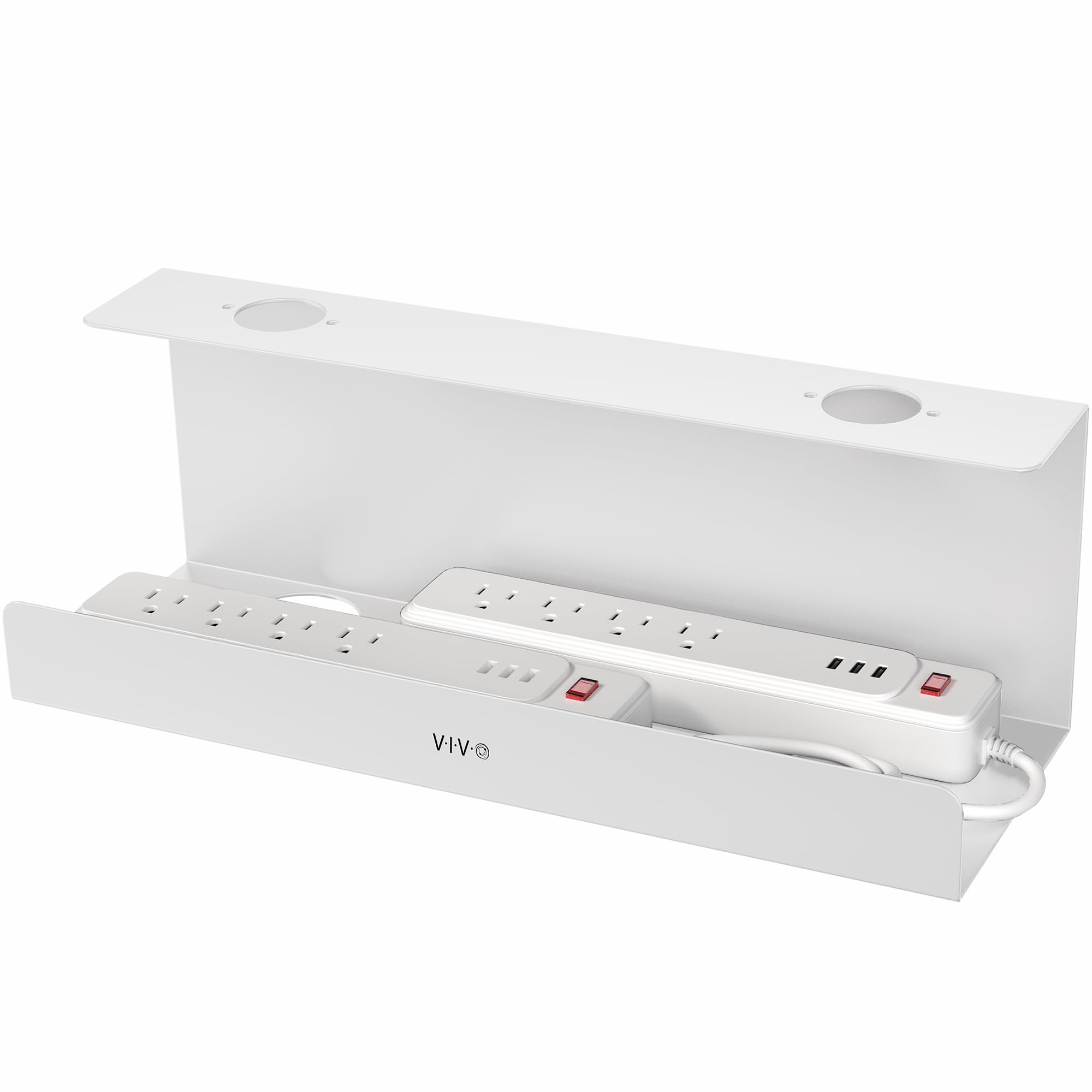 VIVO White 17 inch Extra Deep Cable Management Tray, DESK-AC16-1CW