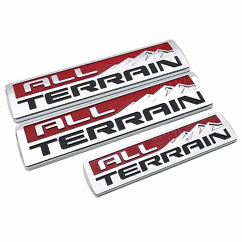 Image of Set 3 Pcs All Terrain Door Tailgate Letter Nameplate Emblem 3D Badge Replacement for All Terrain (Silver Red Black)