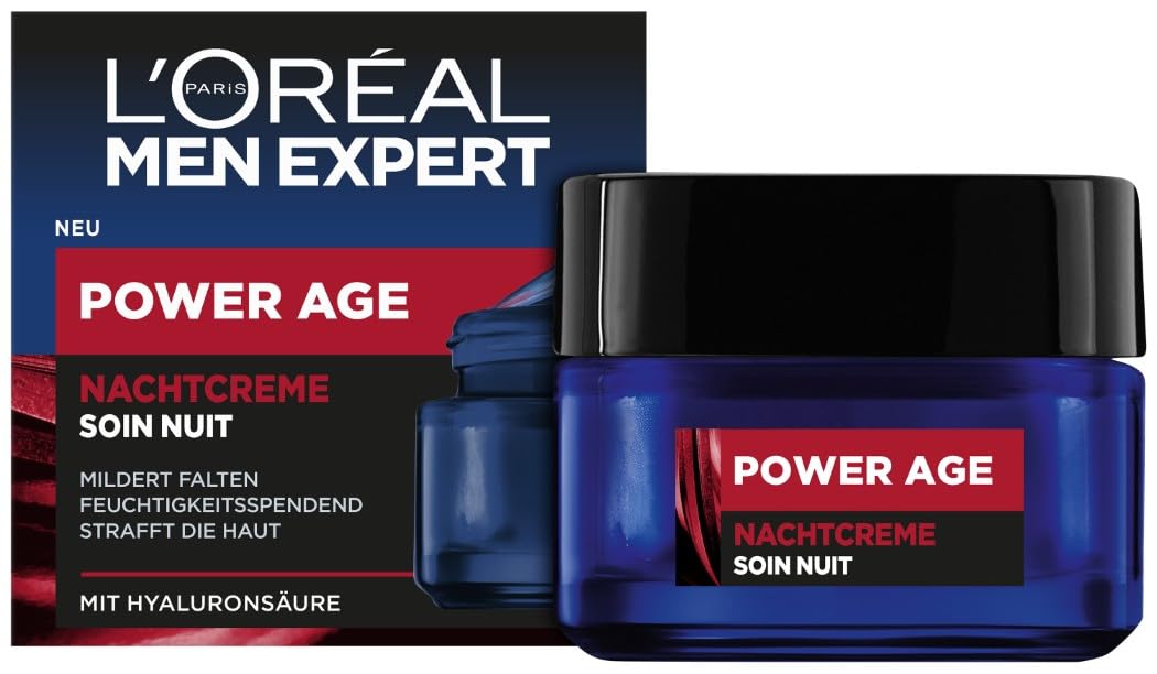 L'Oréal Men Expert Power Age Pflegeset gegen Falten mit Hyaluronsäure, Geschenkset für Männer, 2 x 50 ml, 1 x 30 ml, 1 x 15 ml