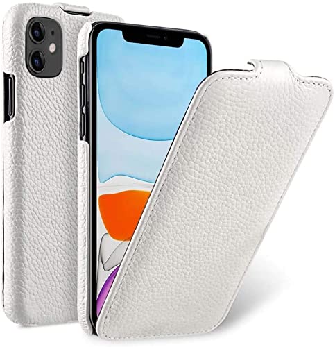 Coque en cuir véritable pour Apple iPhone 11 étui de téléphone SKM doublure douce