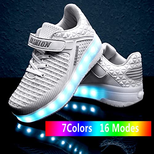 Image of AIkuass USB Chargable Led Light Up Roller Shoes Wheeled Skate Sneaker Shoes F.