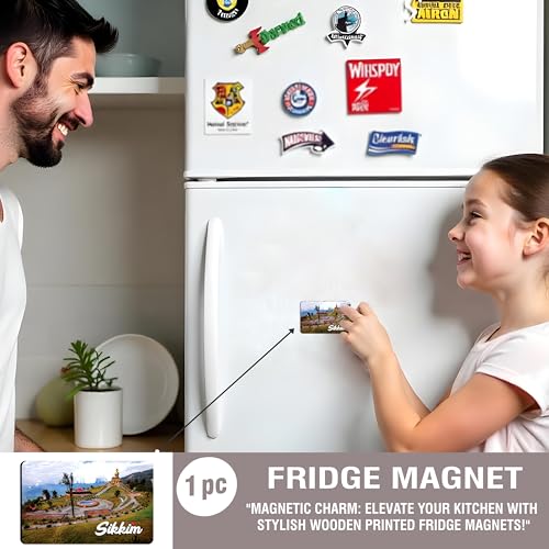Image of Elegant Fridge Magnet with Themes |Rectangular Size Refrigerator Magnet with Magnetic Rubber Back | Pack of 1, 8.6cm X 5.4cm (Sikkim - Design 3)