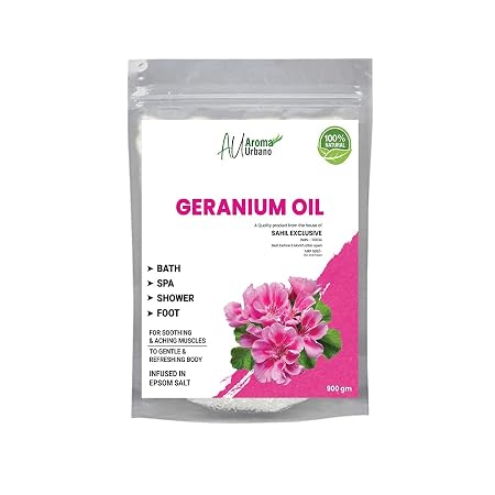 Aromatherapy Bath Salt for Foot Spa & Body, Calming, Relaxing,Muscle Pain Relief with 100% Pure & Natural Sea Salt,Vitamin E & Essential Oil-900gm (Geranium Bath Salt)