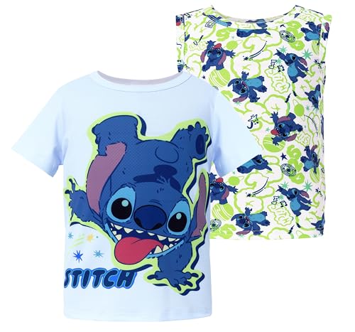 Image of Disney Marvel Spiderman Cars Stitch Star Wars Mickey Boy /Girl T-Shirt&Tank Top Set 2Pcs Short&Sleeveless Shirt Kid Cloth 2-9Y