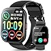 Smartwatch Herren Damen, 1,85" HD Touchscreen Smart Watch mit Telefonieren, 112 Sportmodi Fitnessuhren mit Herzfrequenzmonitor/Schlafm... IP68 Sportuhren für Android iOS, Schwarz