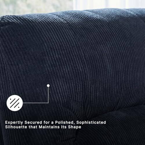 Image of Signature Design by Ashley Rocker Recliner Chair, Navy Blue, SimpleJoy | 100% polyester chenille, Rocking chair nursery, Manual reclining mechanism, 12 in wall clearance, Plush pillow-top armrests