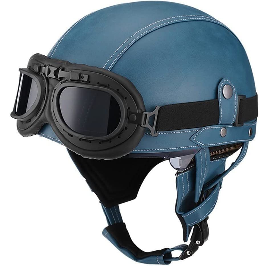 Open Helmen Vintage Motorhelm Met Bril ECE