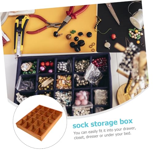 Image of 20 Compartment Wooden Storage Box Stable Practical Underwear Storage Case Socks Organizer Sundries Container Storage Box for Socks Panties