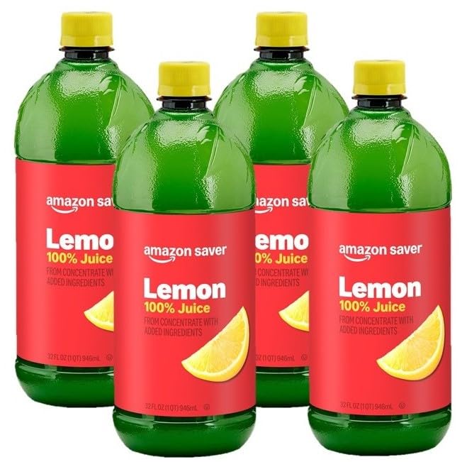 Happy Belly 100% Lemon Juice | 32 fl oz | Bottle | Pack of 4