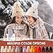 Jikuzfu Womens Winter Beanie Hat with Pom Pom，Cute Warm Knit Hat Warm Fleece Lined Knitted Soft Ski Cuff Cap