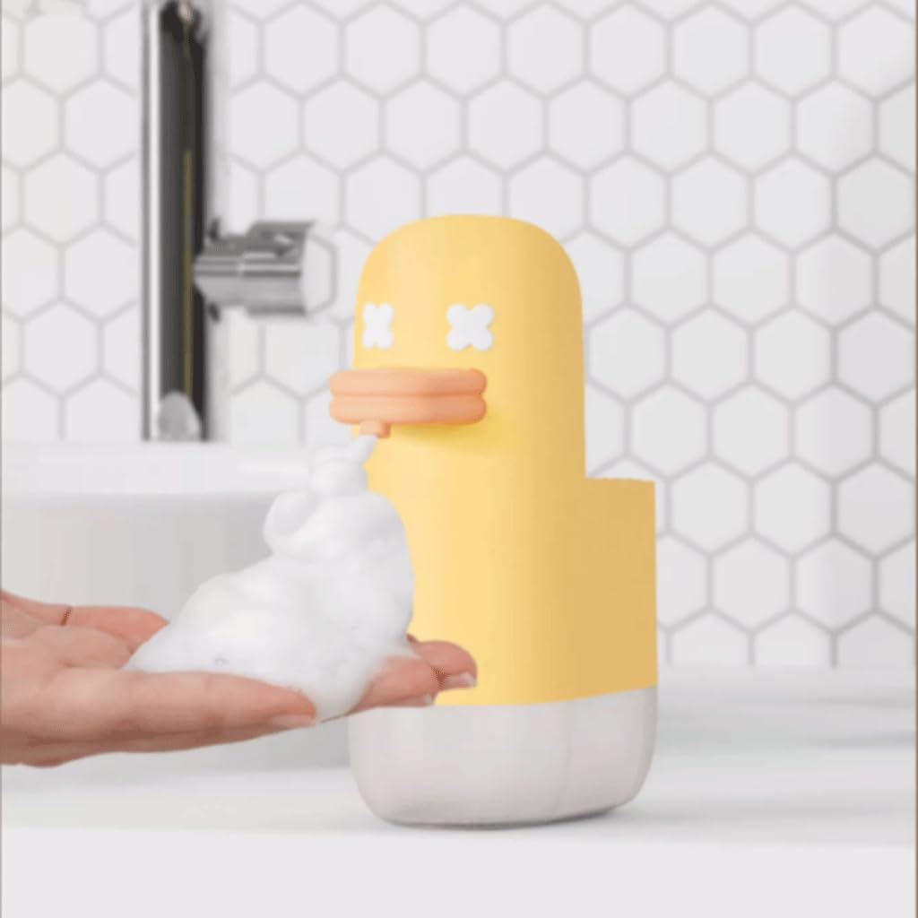 Prosty Automatische Zeepdispenser Aanrecht Zeeppompdispenser Schuimlotiondispenser Kunststof 350ml/12.3oz Geel Łatwy w użyciu