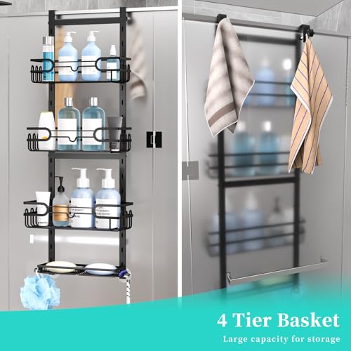 HapiRm Shower Caddy Hanging Black - 4 Tier Over Door Shower Caddy with 2 Soap Holders, Adjustable Bathroom Shelf with 22 Hooks, Rustproof Easy Installation Shelf Organiser Hanging for Bathroom - Cosy Home Interiors HapiRm Shower Caddy Hanging Black - 4 Tier Over Door Shower Caddy with 2 Soap Holders, Adjustable Bathroom Shelf with 22 Hooks, Rustproof Easy Installation Shelf Organiser Hanging for Bathroom - Image 7