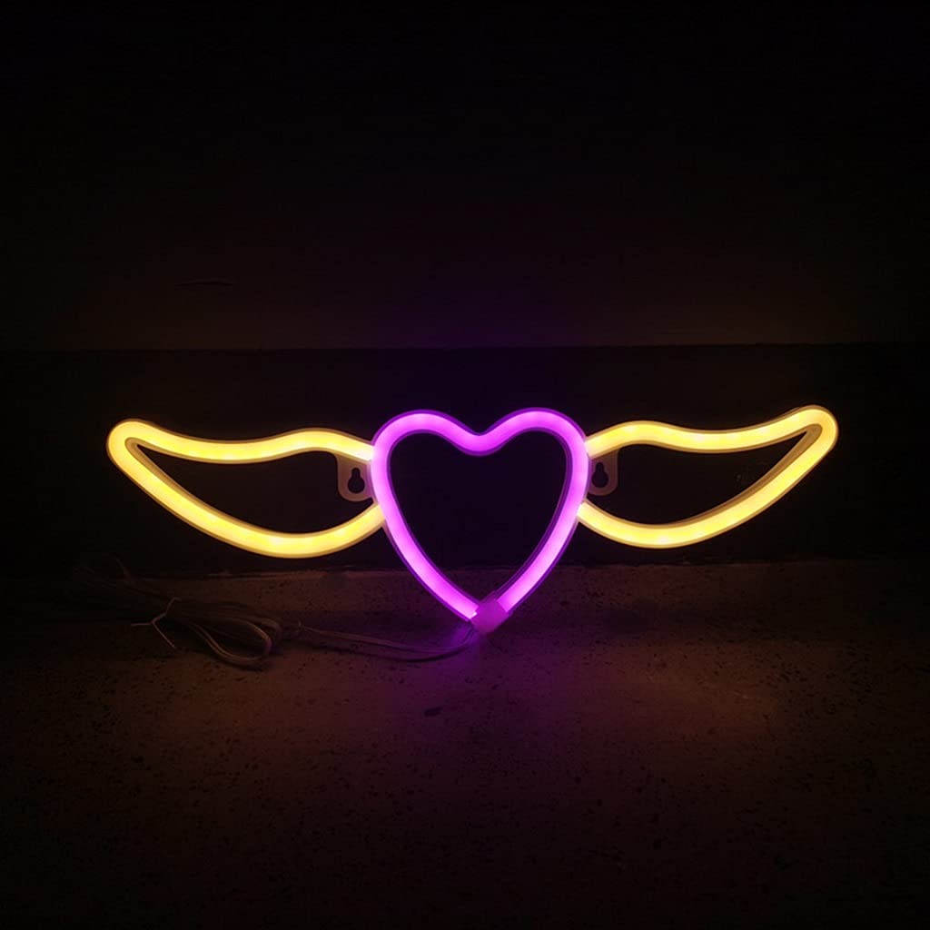 JDKC- 14" Angel Wings Neon Sign, LED Sign Light for Wall, USB/Battery Power, Room Decor Neon Lights, for Man Cave, Beer, Pub, Bar, Wall Decor Lamp (Color : Warm white)