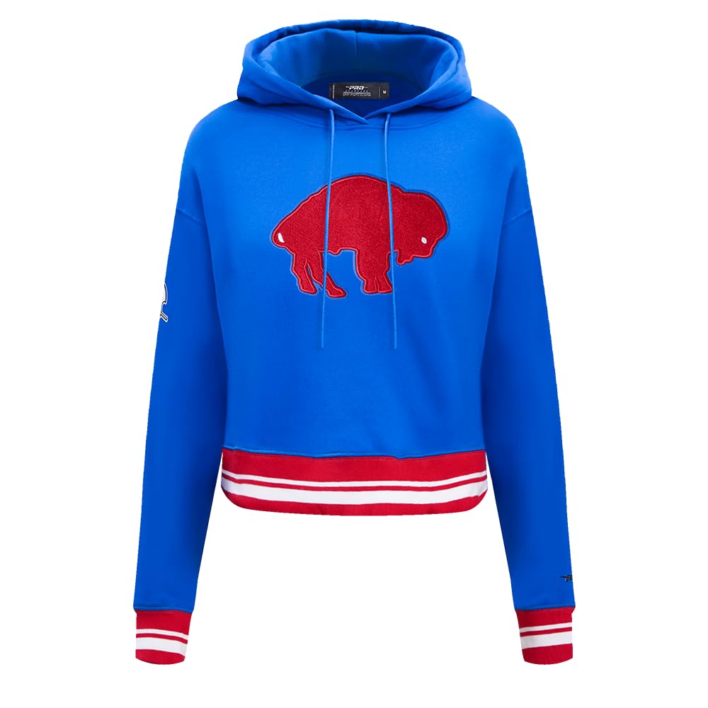 Pro Standard Womens NFL Buffalo Bills Retro Classics Cropped Pullover Hoodie Royal Blue/Red M