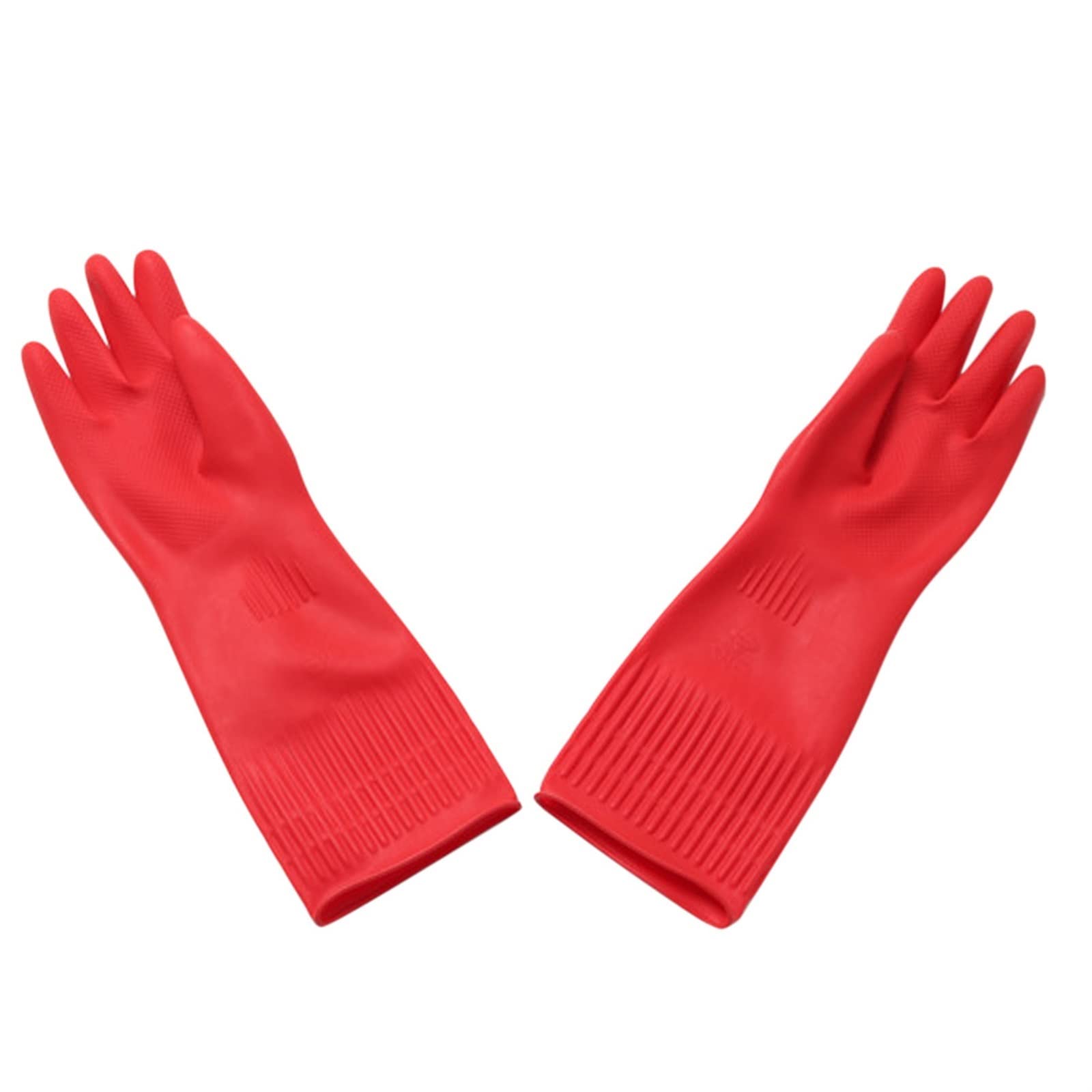 Guantes domésticos de lavado de caucho impermeable Kitchen Waterproof Long Sleeved Gloves Rubber Latex Gloves For Washing Dishes(Rosso)