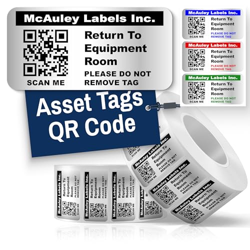 McAuley Labels Custom QR Code Stickers - Numbered, Permanent, Adhesive Asset Tags for Equipment - Heavy Duty Metalized Polyester - 1.5x0.75 Inches