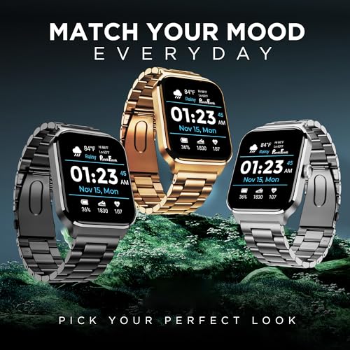 Image of PunnkFunnk NeoLux 1.96 inch HD Display Smartwatch for Men & Women 2025 with 110+ Sports Modes, Heart Rate, Sleep Monitor, IP68 Waterproof, Answer /Make Calls for Android & iOS(Metal Black)