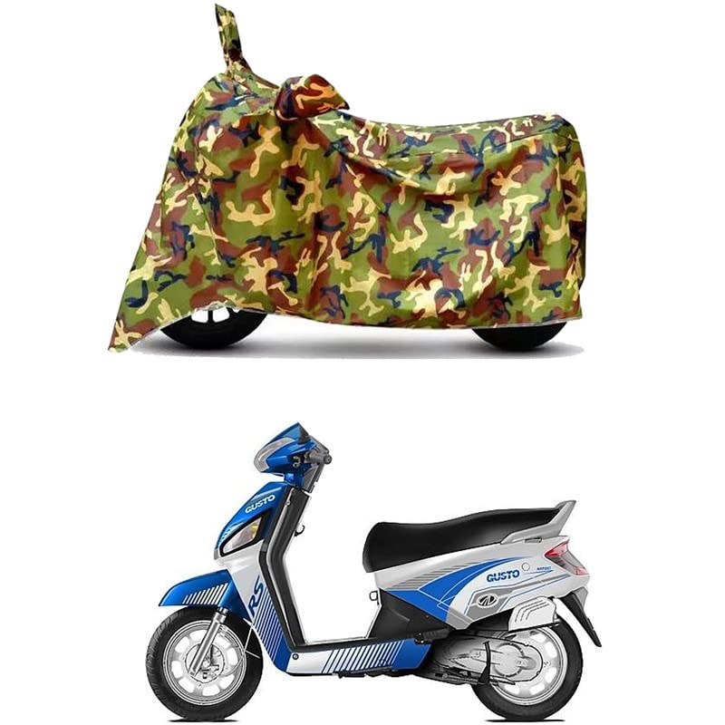 Image of Waterproof 100% PVC Coated Full Bike Scooty Two Wheeler Body Cover Compatible for Mahindra Gusto RS /UV-Rays /Heat Protection /Birds Dropping /Scratchproof /Dust Proof [6X6 Jungle Print]