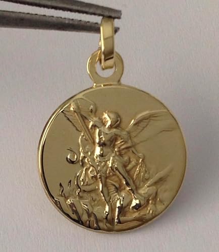 Medalla San Miguel Arcángel Plata 925 Oro Cadena Italia