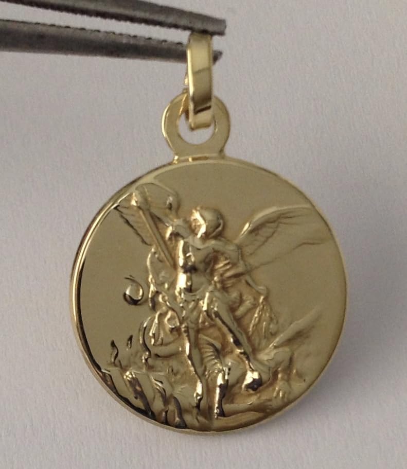 925 STERLING SILVER SAINT MICHAEL THE ARCHANGEL MEDAL - GOLD PLATED (GUARANTEED) - 100% MAD IN ITALY2