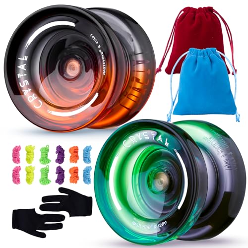 Image of MAGICYOYO K2 Responsive Yoyo for Kids Beginners Yo-Yo with 2 Yo yo Gloves, 1 Blue Sack, 1 Red Sack, 12 Yo-yo Strings (Crystal Black Orange + Black Green)