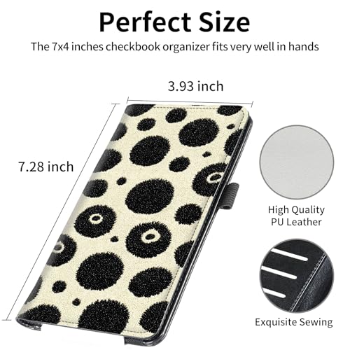 Image of FUYOCWE Checkbook Covers for Personal Checkbook,RFID Blocking Leather Check Book Covers Wallet with Pen Holder & Card Slot for Women Men -Dalmatian Spot Pattern