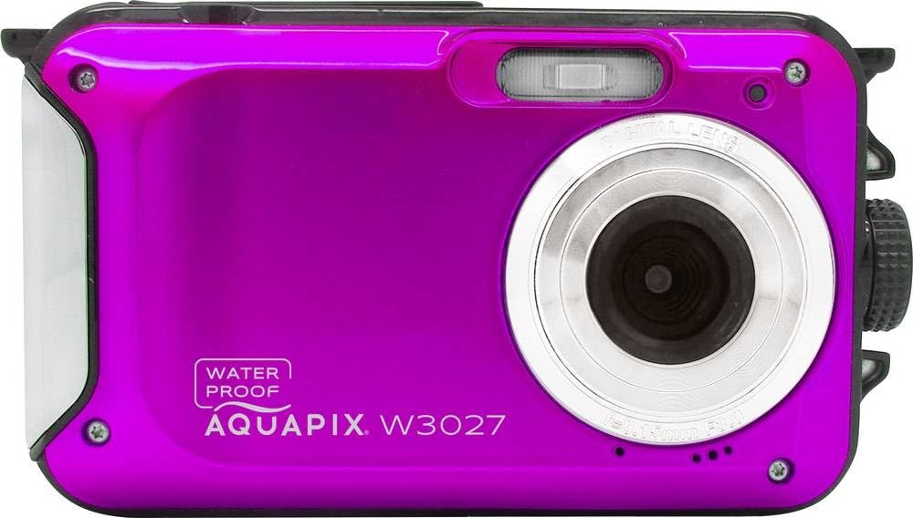 Aquapix W3027 'Wave' Unterwasserkamera, wasserfest bis 3 m, 2.7" Display, bis zu 30 MP Auflösung, 4X Digital-Zoom, 5 MP Sensor, Pink