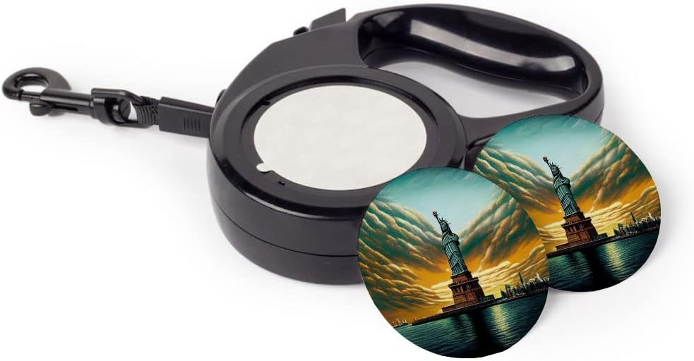 Retro Art Statue of Liberty Retractable Pet Leash - Color Print Leash - Art Dog Leash - 197 inches