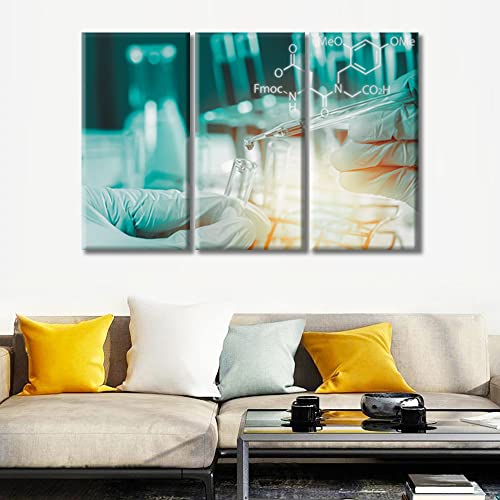 Image of TUMOVO Young Scientist Canvas Paintings Wall Art Home Decor Scientists and Scientific Experiments Artwork Home Decor 3 Pieces Medical Posters and Prints Framed Ready to Hang (42 inch Wx28 H)