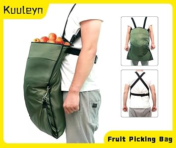 Harvest Apple Picking Bag,Fruit Picking Bag,Green Double Buckle 600D Oxford Cloth Adjustable Harvest Garden Apron Fruit Storage Apron Pouch for Outdoor Orchard