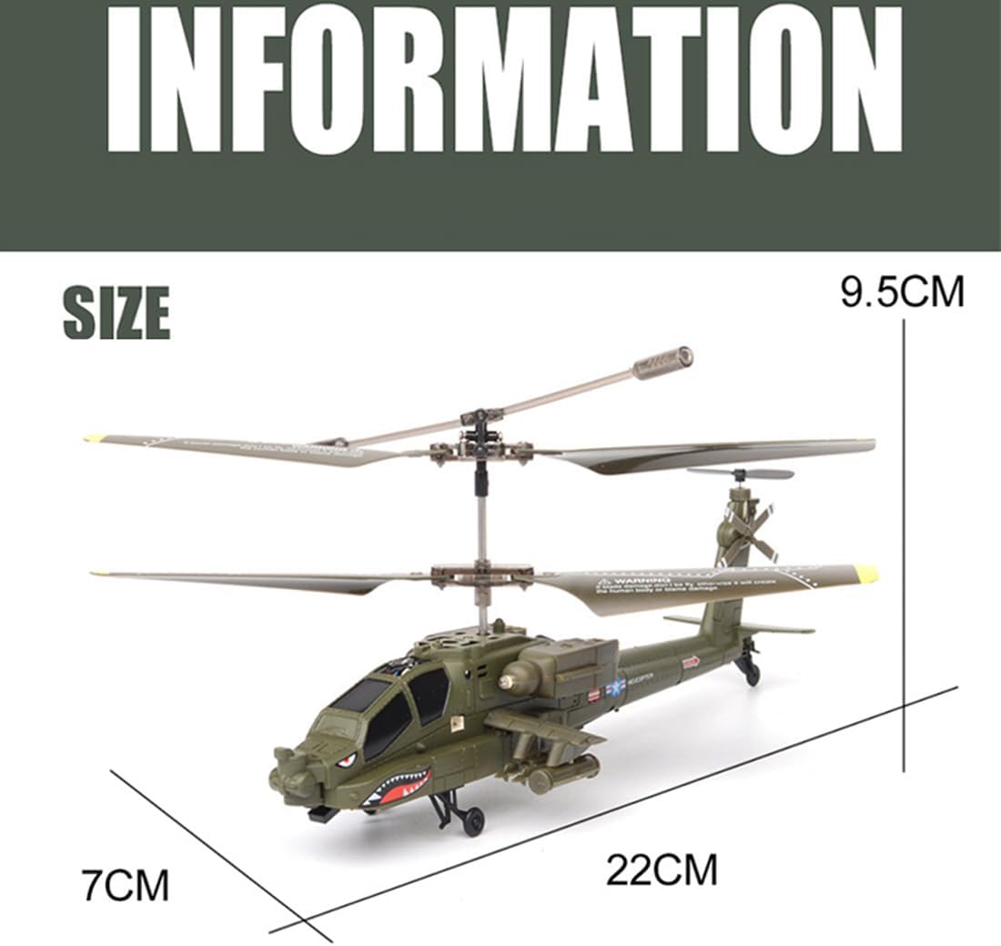 S109H Remote Control Helicopter for Adults, 2.4G RC 3CH Dual-Prop Gyro Stabilized Airplane Model with Bright Night Navigation Lights RC Helicopter Model - RTF Version/Army Green
