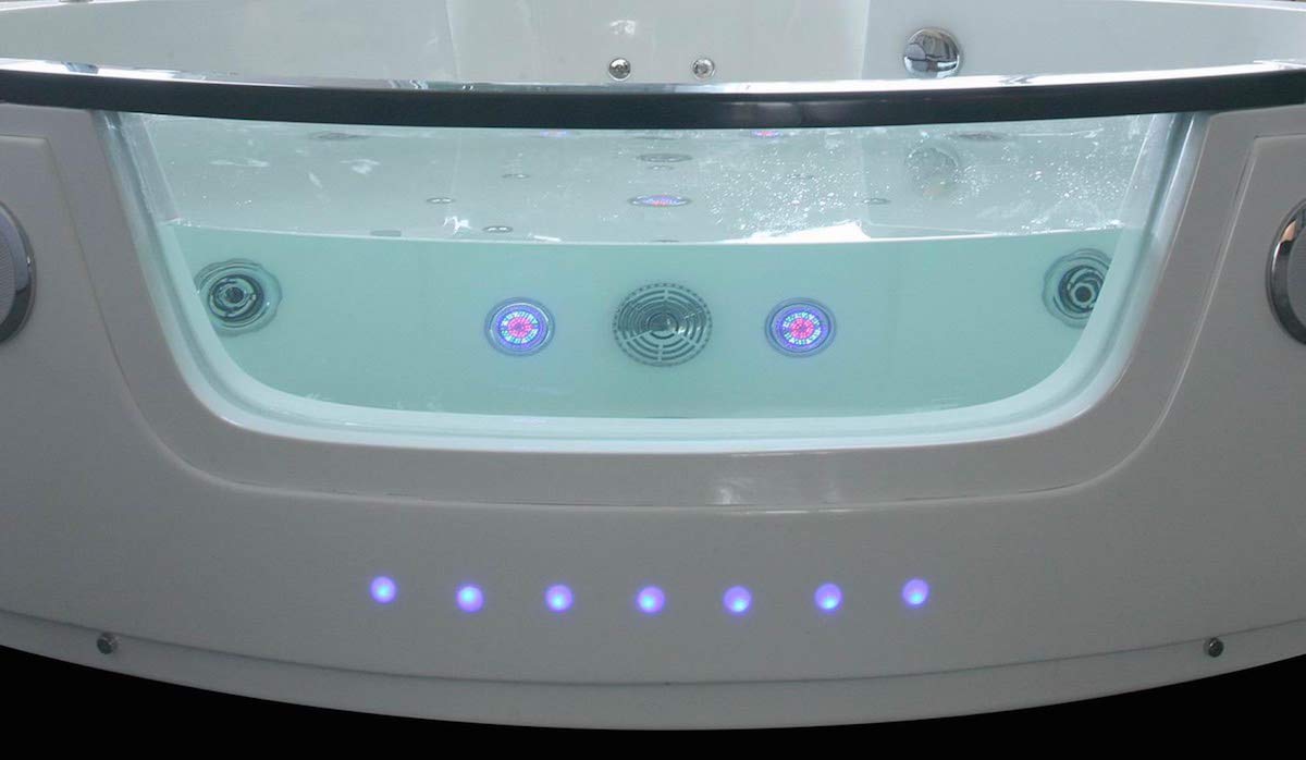PureHaven Whirlpool 152x152 cm Elegantes Design Heizung Lichttherapie Soundsystem Reinigungsprogramm Bluetooth-Soundsystem