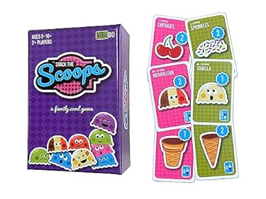 AMAZON - Stack The Scoops Ice Cream Card Game – Cute and Fun Ice Cream Game for Families and Kids Ages 5-10, Practice Color Matching, Addition, and Multiplication