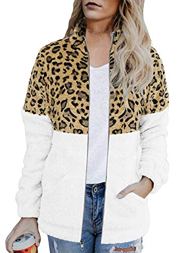 Women's Fashion Long Sleeve Zip Up Sherpa Fleece Cardigan Coat Jacket Pockets Pink