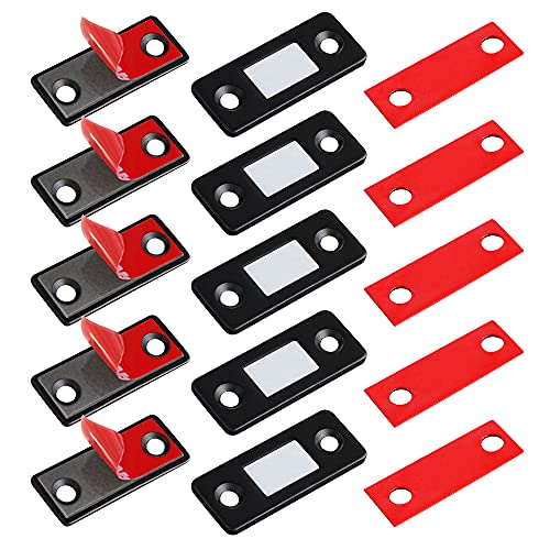 image for Cabinet Magnetic Catch Jiayi 5 Pack Black Ultra Thin Cabinet Door Magn