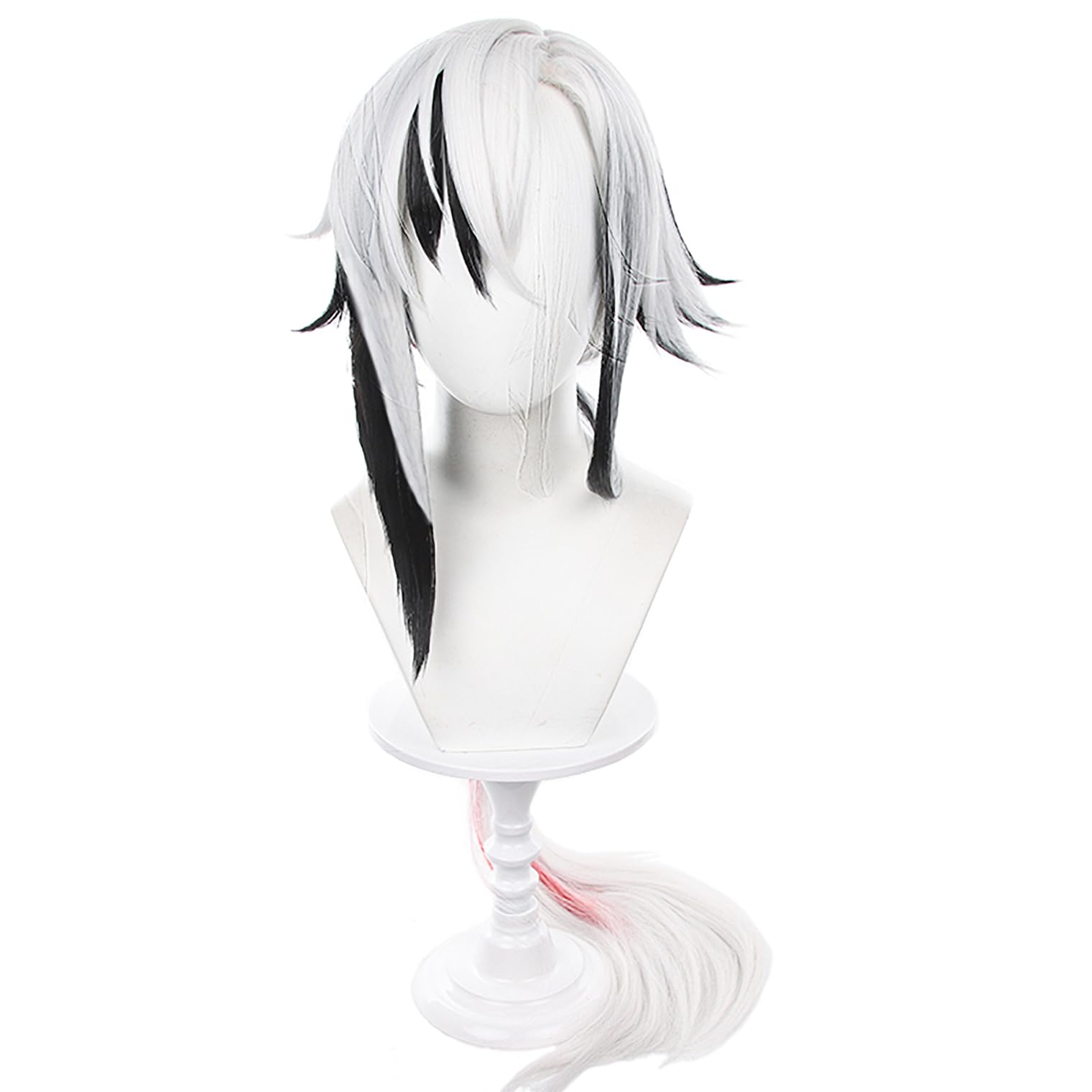 XiongXiongLe Cosplay Halloween Anime Role Wig Men Costumes Knave Fatui White Black Red Long Hairs Wigs + Wig Cap for Cos Party Halloween Christmas Comic