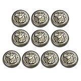 *1.Quantity: Contains 10 pcs. *2.Material: Alloy, has simple style, appealing appearance, strong and sturdy. *3.Size: The diameter of the button is 1.02 inch, the weight about is 6.5 g, and the color is ancient silver. *4.Suitable: Easy to install, s...