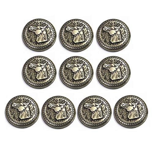 DL-DUOLAI - Duolai 10pcs Retro Style Silver Horse Head Relief Craft Carving Purses Leather Decoration Buckle Conchos Metal Screw Back Buttons Fashion Crafts Handmade Leather Product Clothes Accessories