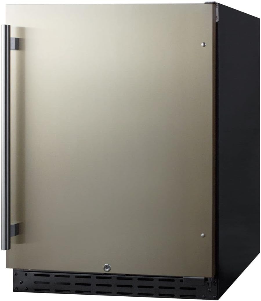 Summit 24" Built-in Refrigerator, 4.8 cu.ft., ADA Compliant, Stainless Steel/Black- AL55