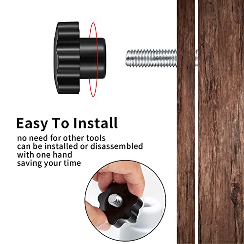 Gaomoeny 14 Stück M8 Sternschraube, Sterngriffschraube, Flügelmutter, Sterngriffmutter Rändelmutter, Flügelschrauben Sternform, Möbelgriff Rrändelschraube Schwarz