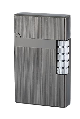 Retro Gas Feuerzeug Anthrazit Gebürstet Metall Soft Flamme Reibrad Stein Seitenrad Geschenk Box Etui Vintage Look Retro Gas Feuerzeug Anthrazit Gebürstet Metall Soft Flamme Reibrad Stein Seitenrad Geschenk Box Etui Vintage Look