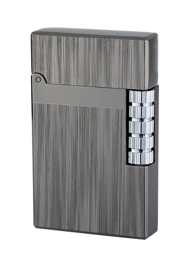 Retro Gas Feuerzeug Anthrazit Gebürstet Metall Soft Flamme Reibrad Stein Seitenrad Geschenk Box Etui Vintage Look