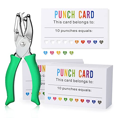 ONEDONE Punch Cards 200 Pack Reward Punch Cards with Heart Shape Hold Puncher Behavior Incentive Awards for Kids Students Teachers Home Classroom Scho